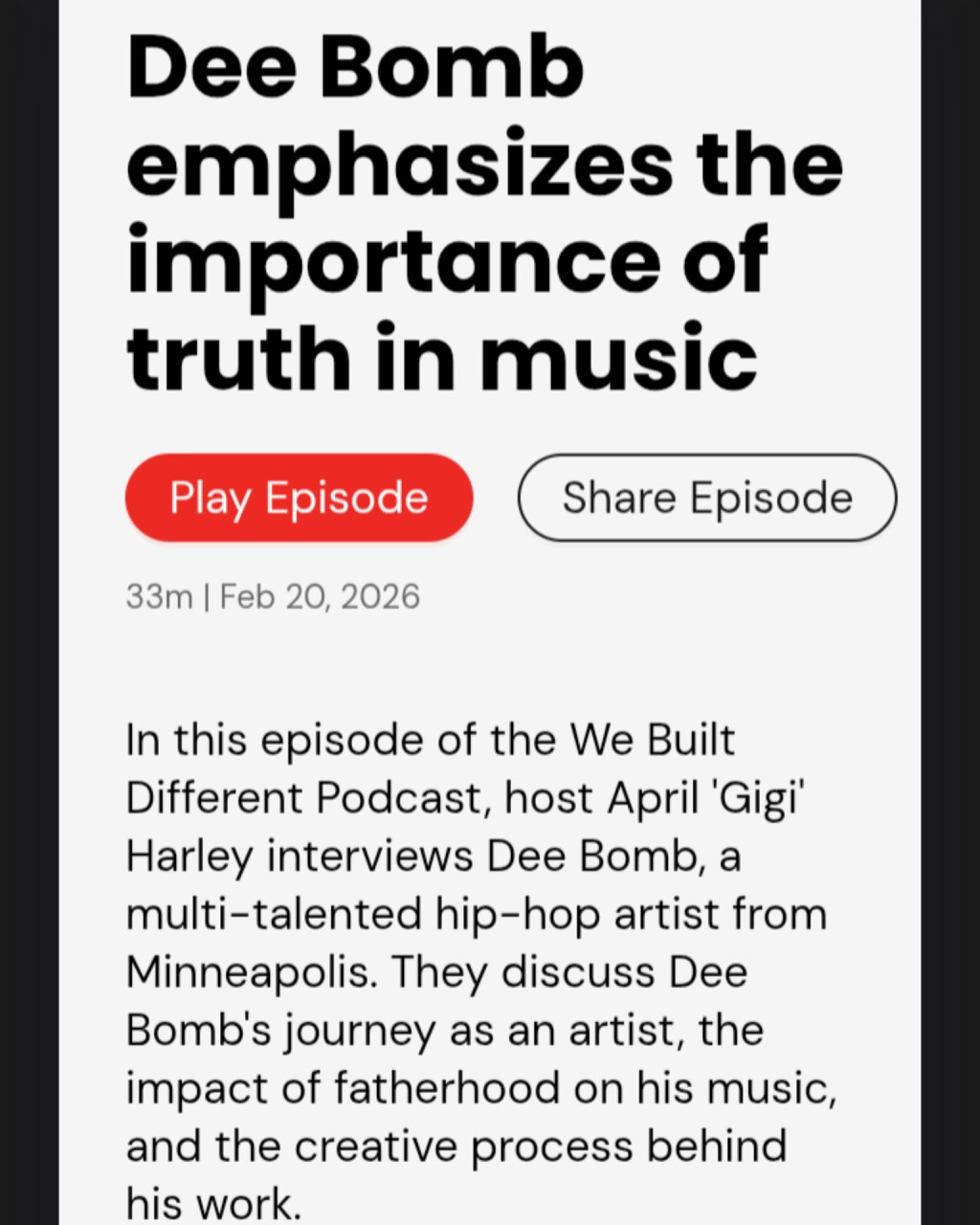 We Built Different Podcast Interview ft. Dee Bomb